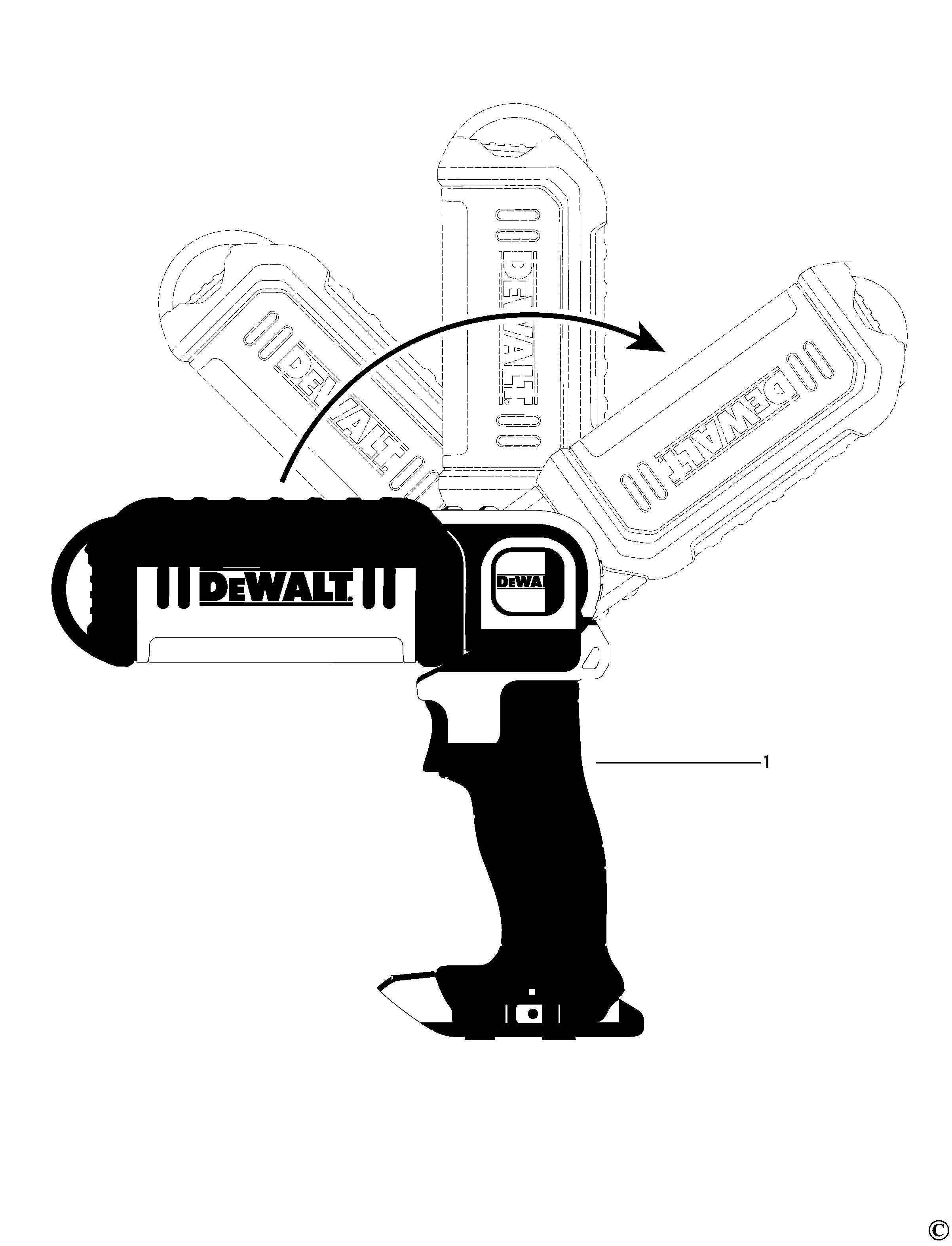 DEWALT 20V MAX LED Work Light, Rechargeable Flashlight, Pivoting Head, Bare Tool Only (DCL050)