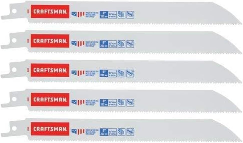 CRAFTSMAN Reciprocating Saw Blades, 8", 10/14 TPI, Wood/Metal, 5Piece (2058320)